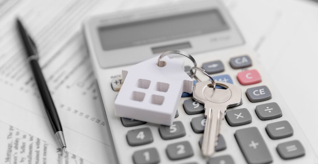 House Property Mortgage With Cash Money Dollar Bill On Table Concept Of Business Finance