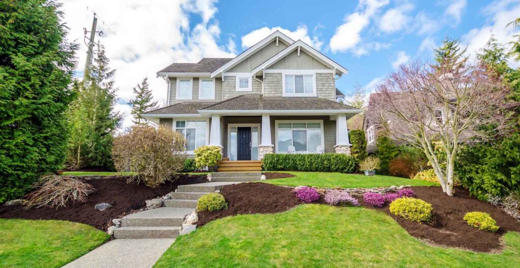 Luxurious House with Elaborate Front Yard Landscaping